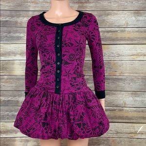 Betsey Johnson Magenta/Black Print Mini Dress